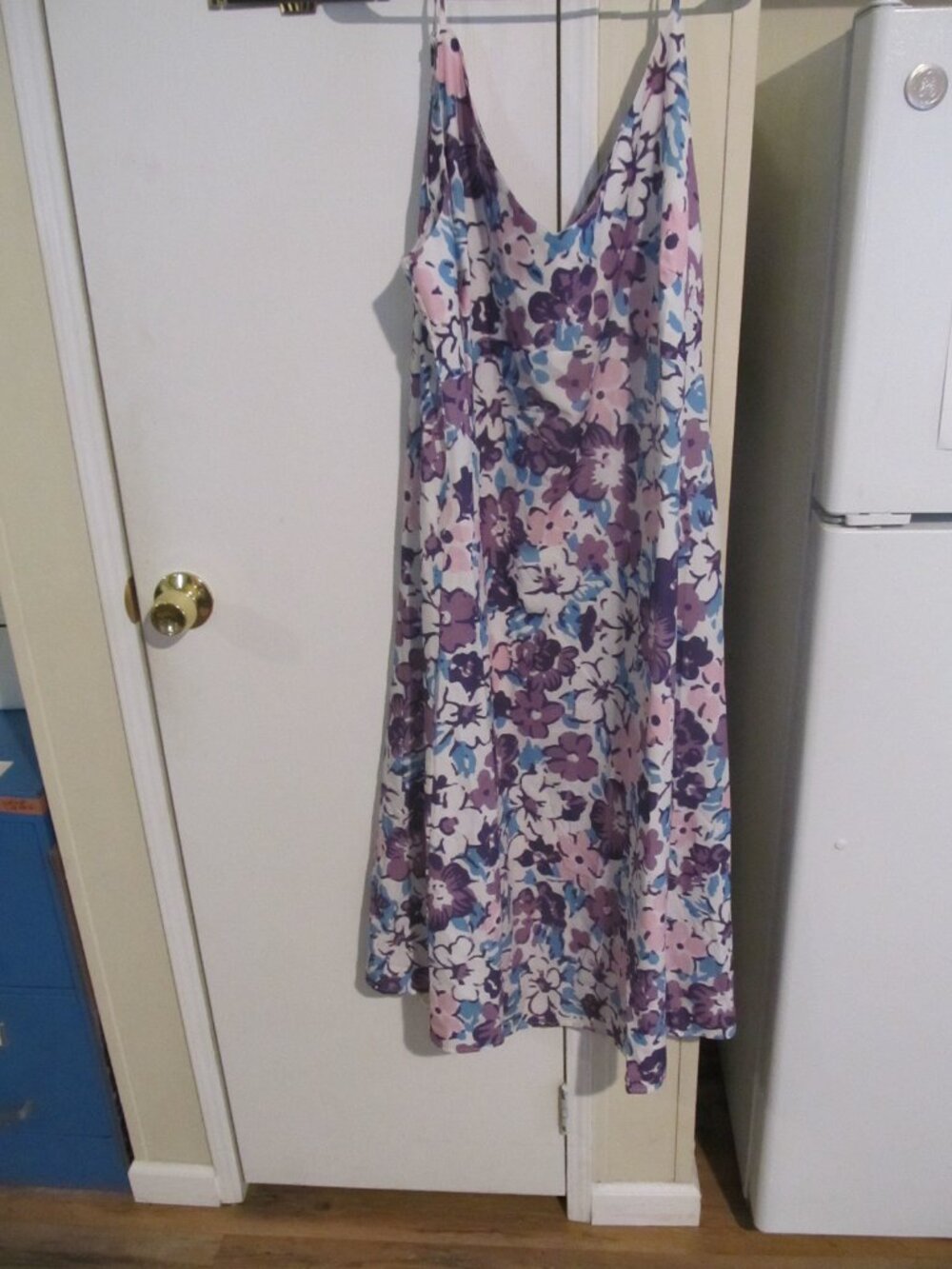Floral Midi Slip Dress in Purple and Pink